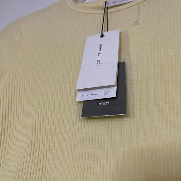 NWT John Elliott yellow ribbed cotton mini shirt dress size US 1 Small - Picture 2 of 6